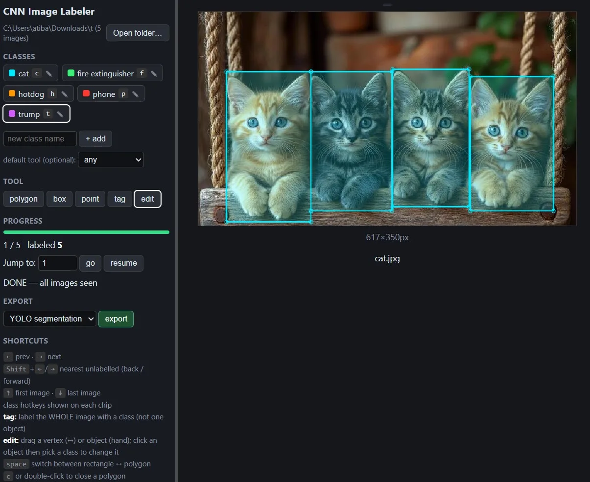 Screenshot of CNN Image Labeler